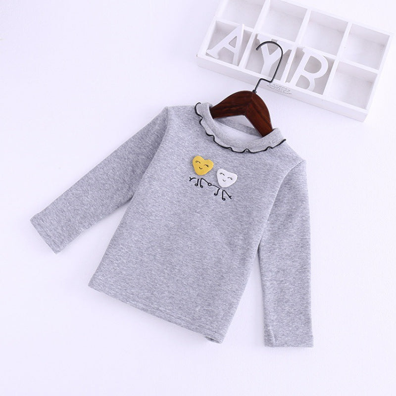 Fungus embroidered cotton bottoming shirt