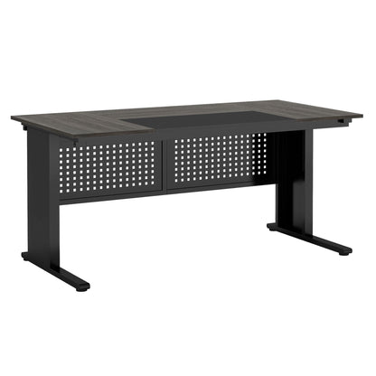 L-Shaped Executive Desk With File Cabinet, Office Workstation With Drawers, Shelves & Storage