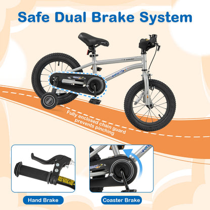 14-Inch Kids Bike Bicycle for Boys Girls 3-5 with High Carbon Steel Frame