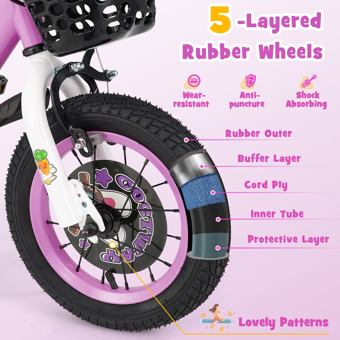 14 Inch Kids Bike for 3-5 Years Old Sport Bicycle with Adjustable Handlebar and Saddle-14 inches