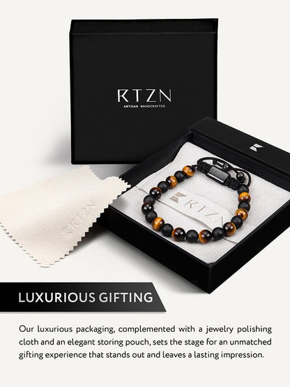 Tiger Eye & Black Onyx Beaded Bracelet - Tulum