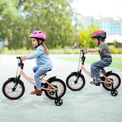 Kids Bike 12-18 Inch with Training Wheels - Pink