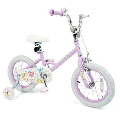Kids Bike 12-18 Inch with Training Wheels - Purple