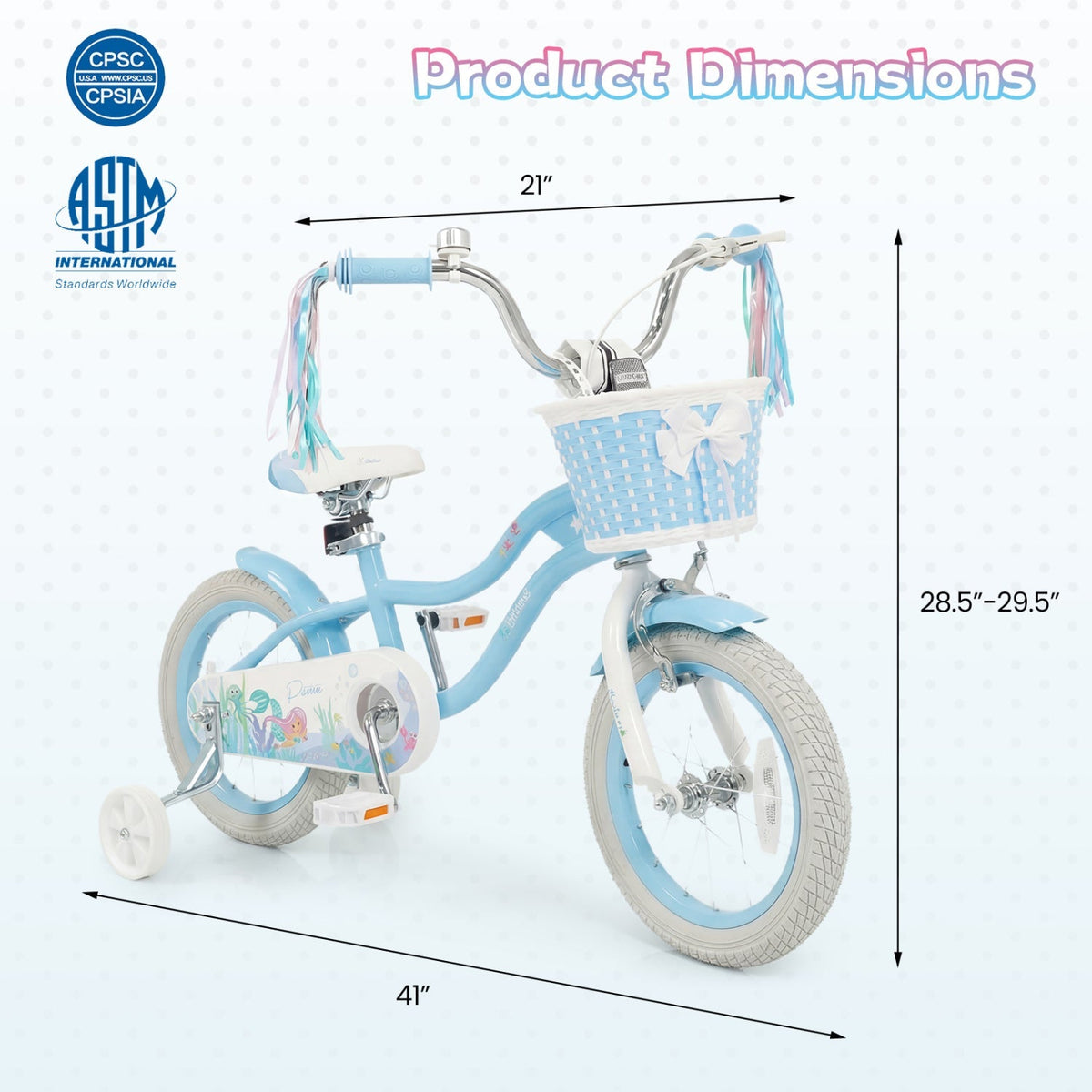 Kids Bike 12-20 Inch with Training Wheels & Basket