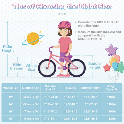 Kids Bike 12-20 Inch with Training Wheels & Basket