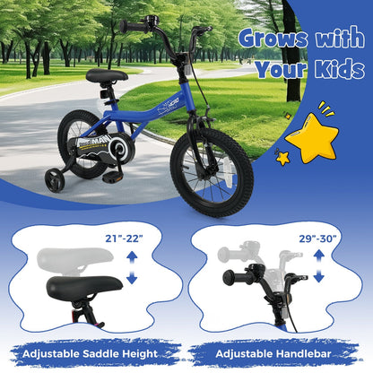 Kids Bike 14-Inch with Removable Training Wheels Navy