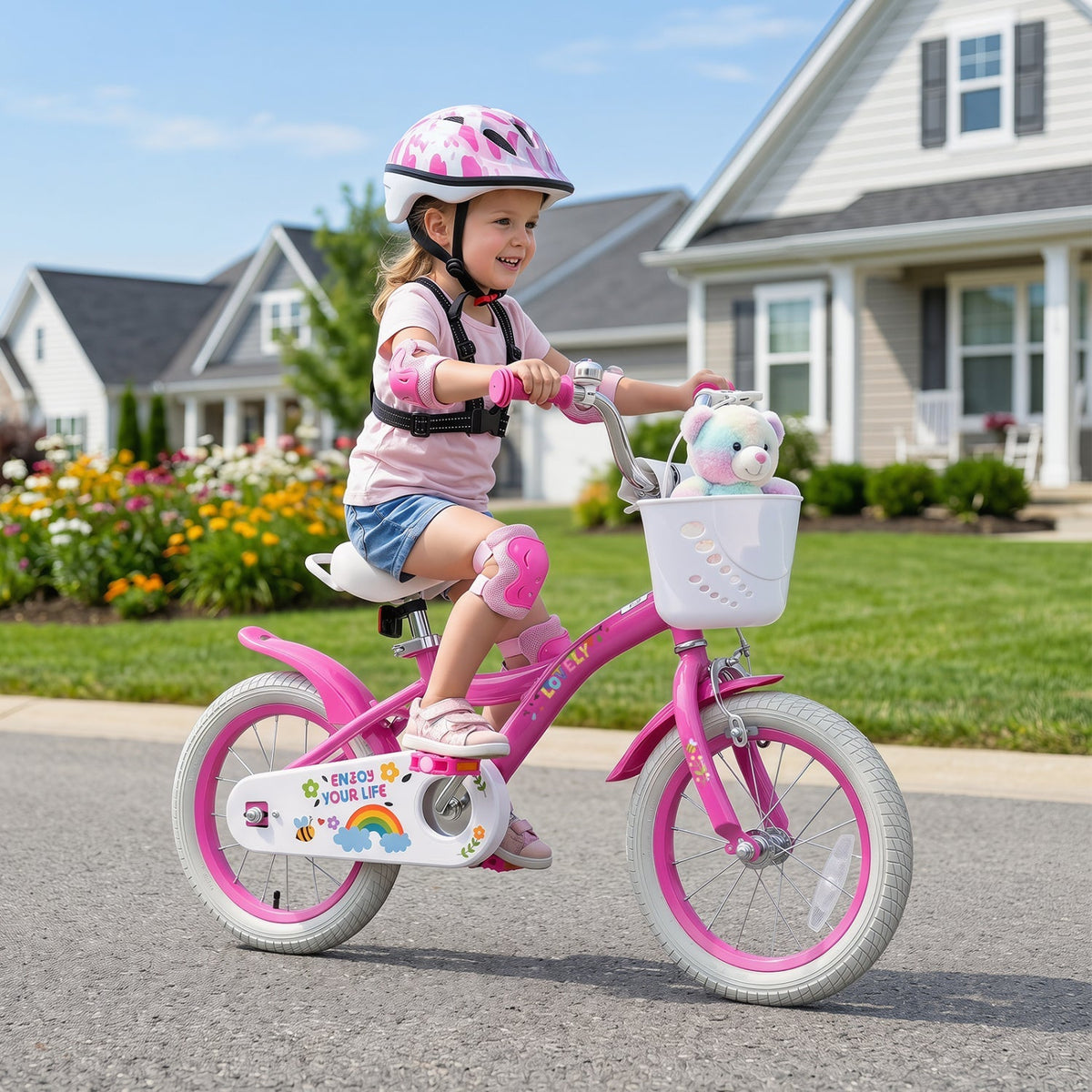 Girls Bike 12-18 Inch with Training Wheels and Basket