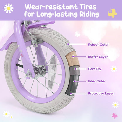 Girls Bike 18 Inch with Training Wheels and Front Bag