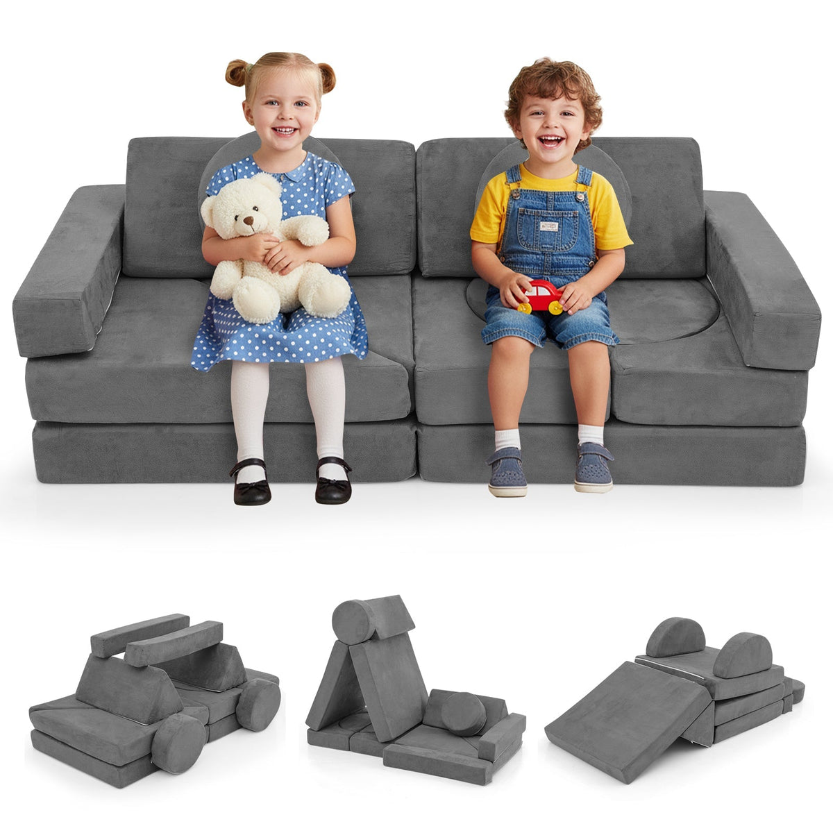 14 PCS Modular Kids Play Couch for Playroom and Bedroom