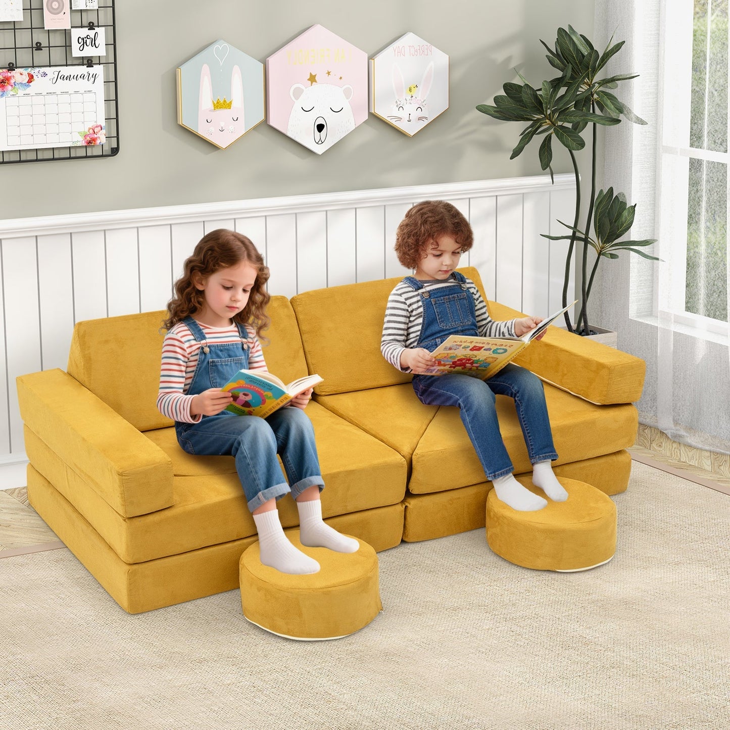 14 PCS Modular Kids Play Couch for Playroom and Bedroom