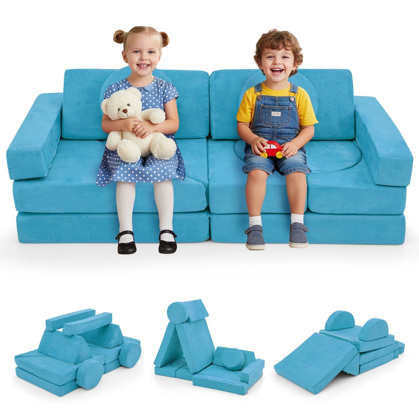 14 PCS Modular Kids Play Couch for Playroom and Bedroom