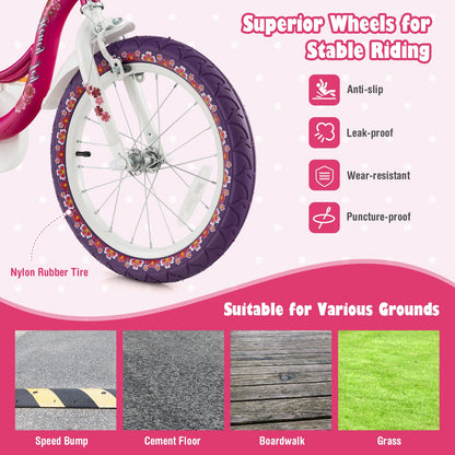 14 Inch Kids Bike with Doll Seat and Removable Training Wheels-14 inches