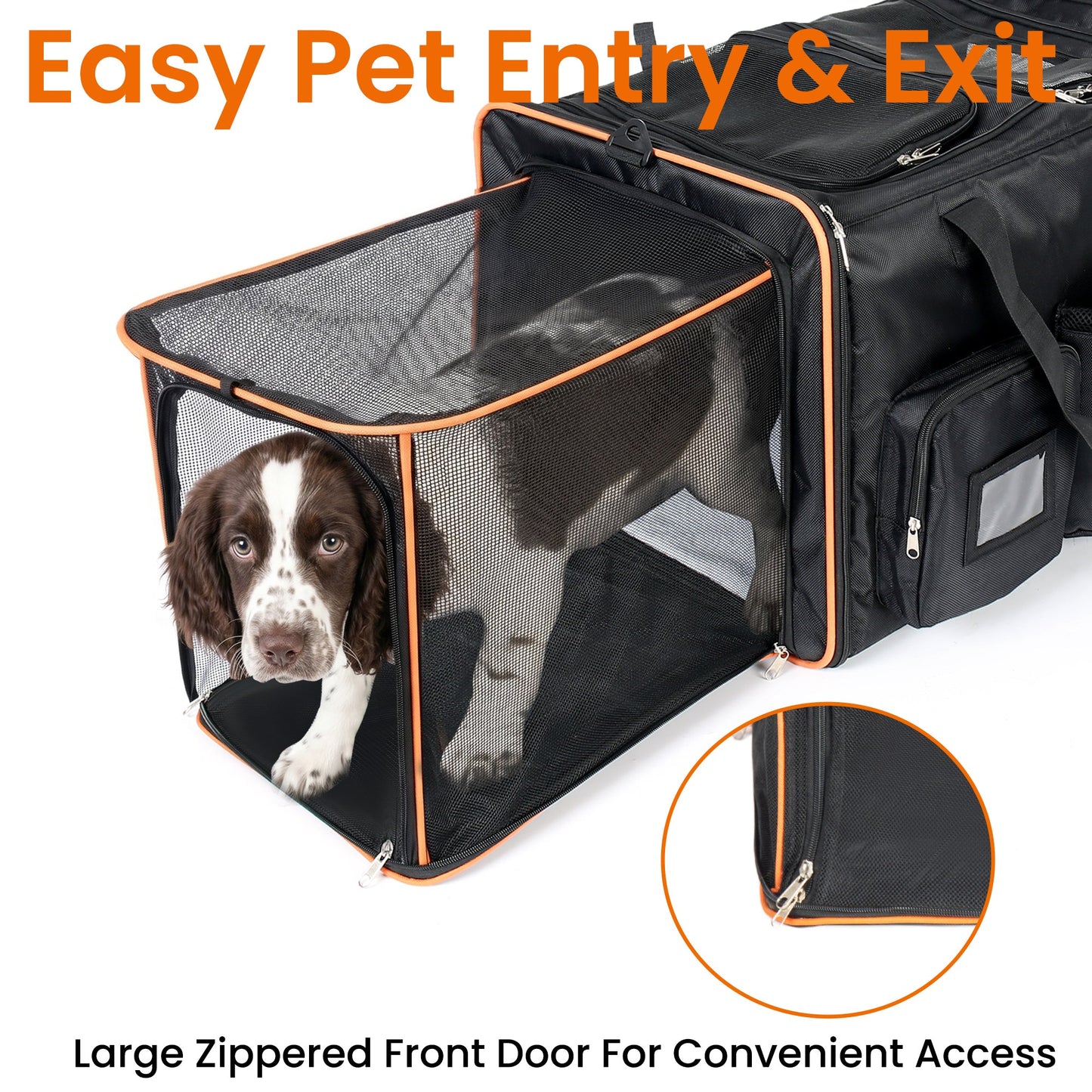 2 in 1 Large Cat Carrier for 2 Cats with Rolling Wheels and Expandable Design