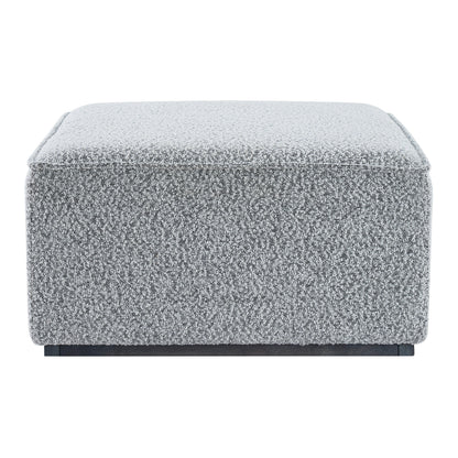 Square Upholstered Ottoman with Black-and-White Fabric