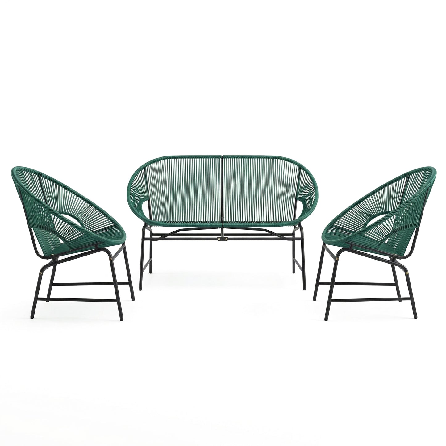 Nusa Outdoor Patio Wicker 3-Piece Chat Set