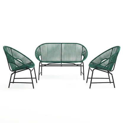 Nusa Outdoor Patio Wicker 3-Piece Chat Set