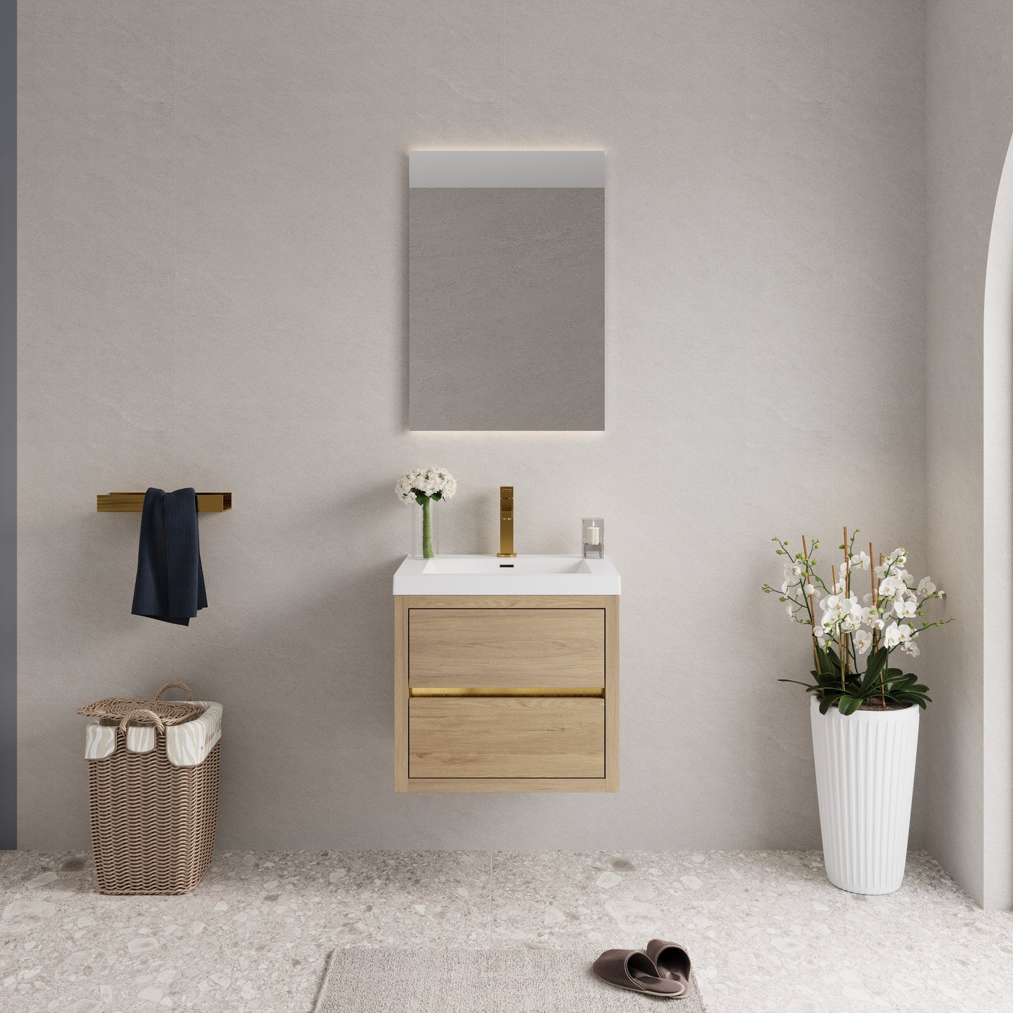 24" Wall-Mounted Bathroom Vanity with Sink