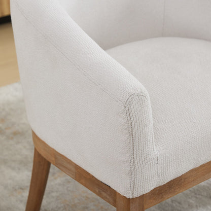 Mid Century Modern Upholstered Barrel Dining Chair with Arms