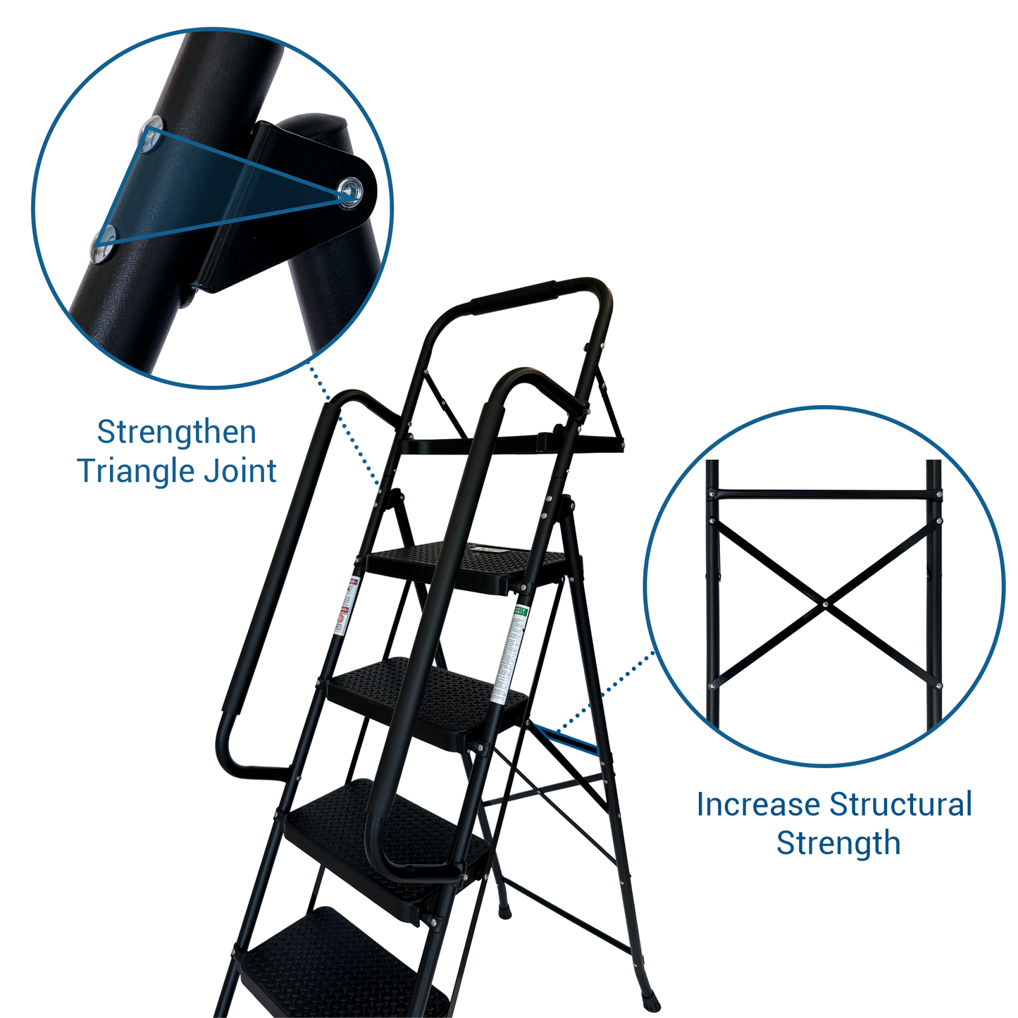 Folding Step Ladder with Wide Anti-Slip Pedal