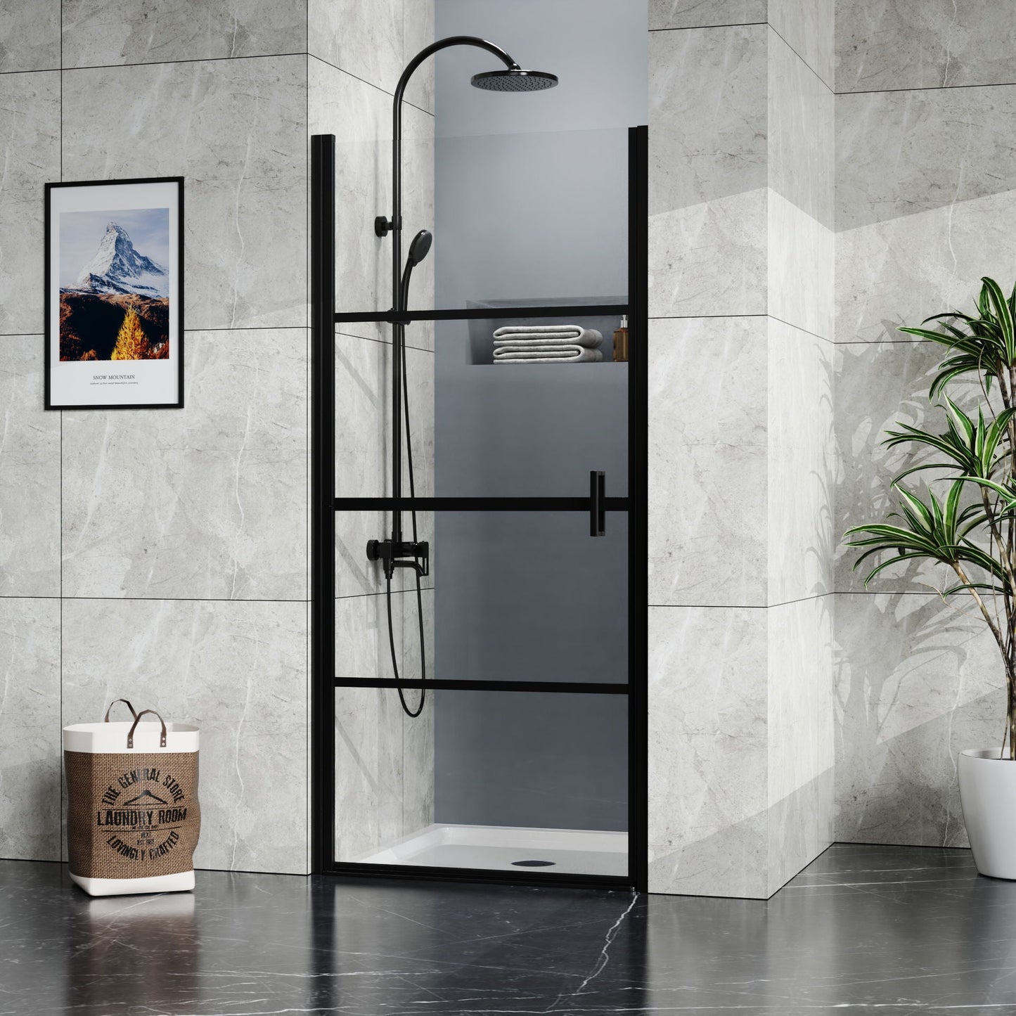 Goodyo - Centered Drain Shower With 3-Side Tile Flanges - White