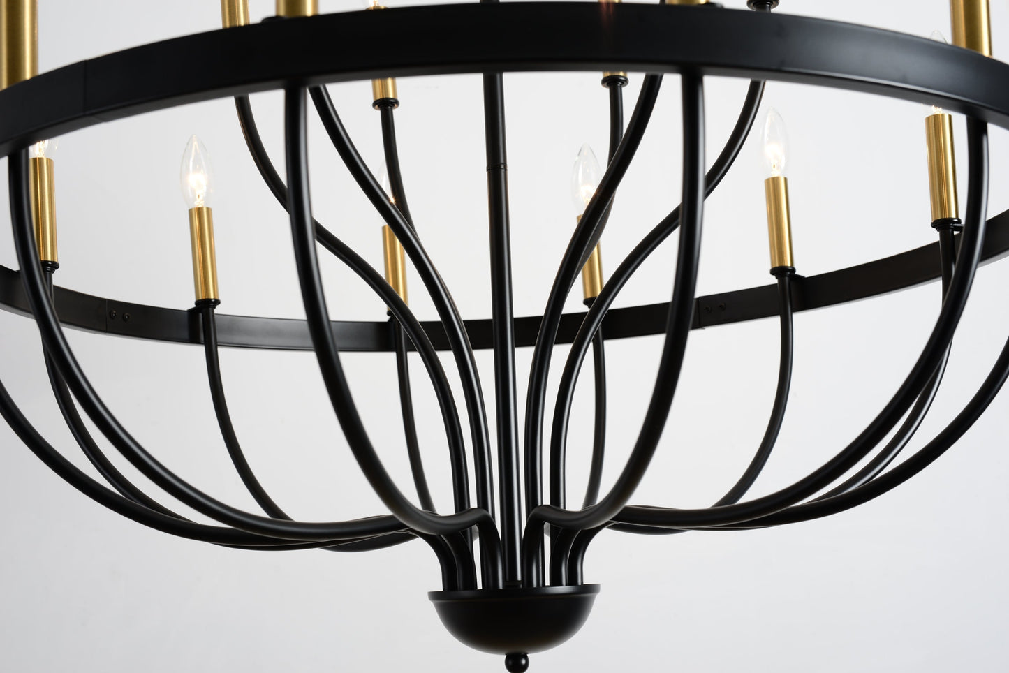 15-Light Industrial Iron Candle Chandelier Modern Farmhouse Pendant Light