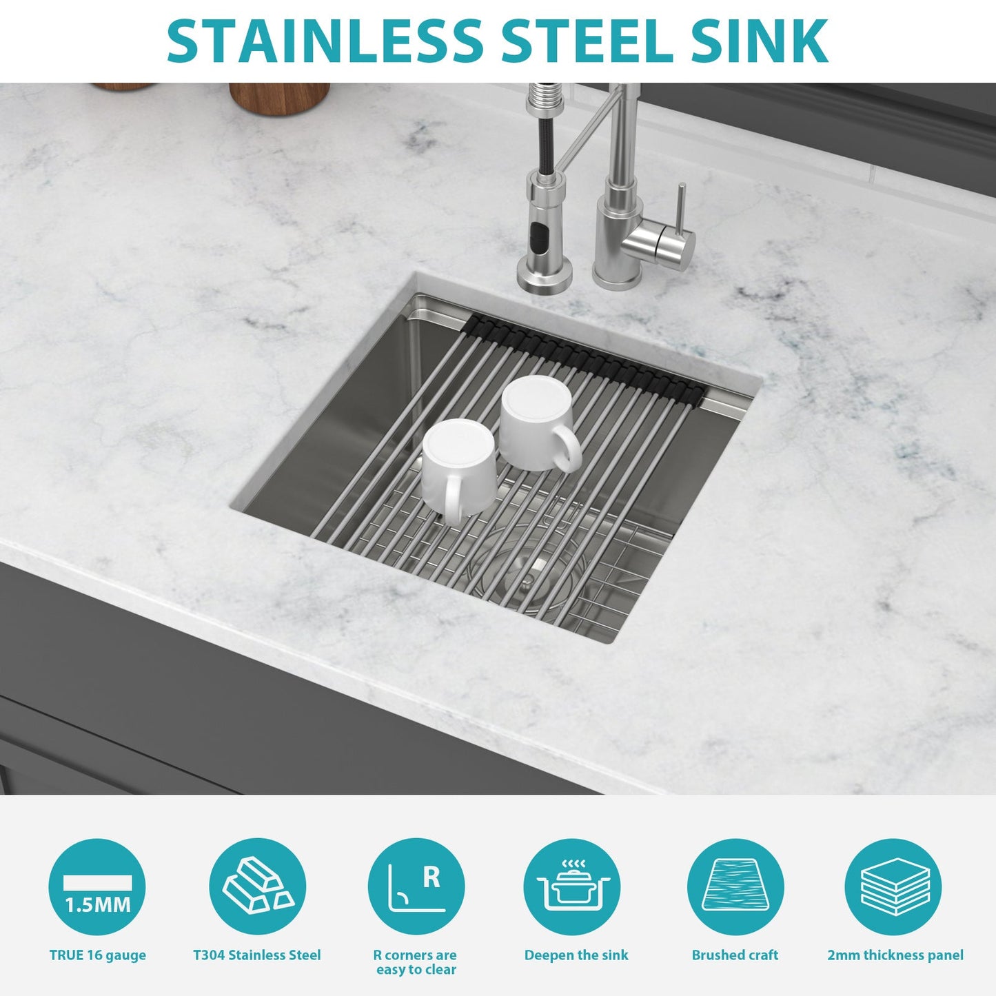 17" Undermount Kitchen Sink - Single Bowl