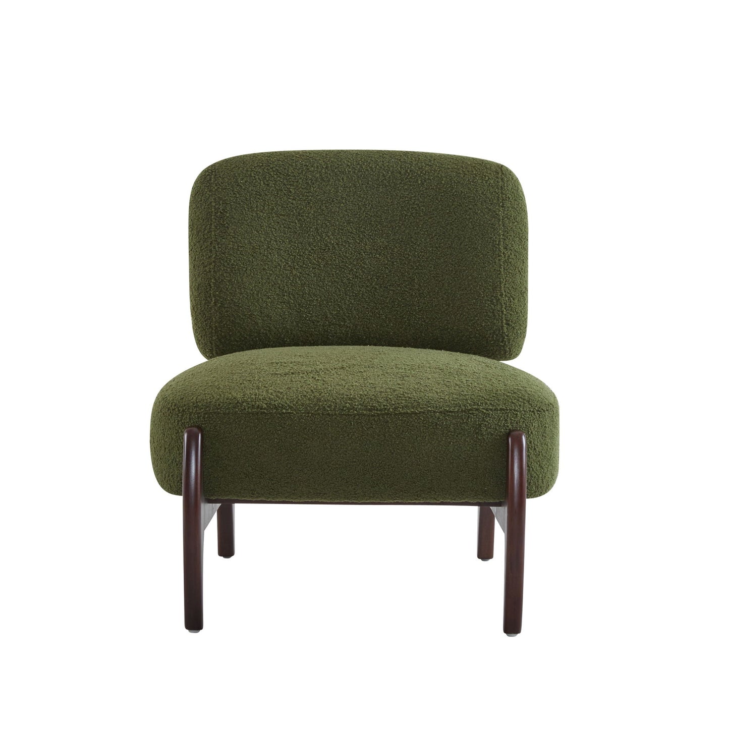 Modern Boucle Lounge Chair With Solid Wood Frame