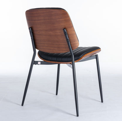 Dining Chairs (Set of 2) Mid-Century Modern Retro Chair With Walnut Bentwood Back Upholstered Seat Metal Legs Adjustable Foot For Kitchen Dining Room Chairs