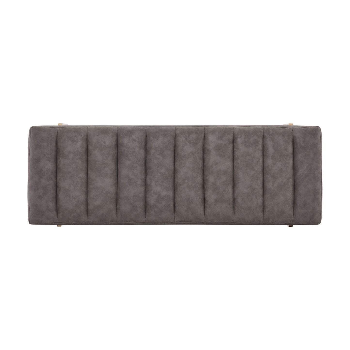 Thorian Luxury Upholstered Ottoman Bench with Channel Tufting and Metal Base