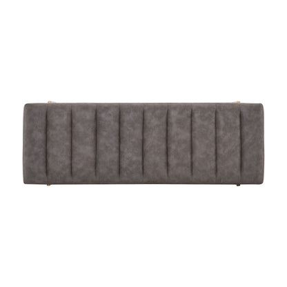 Thorian Luxury Upholstered Ottoman Bench with Channel Tufting and Metal Base