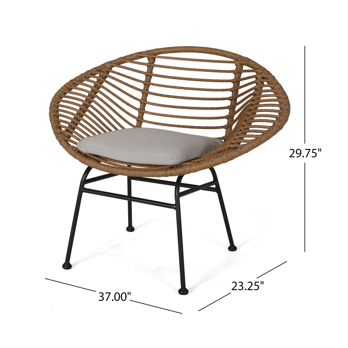 Cordella Outdoor Woven Wicker Chairs with Cushions, Set of 2