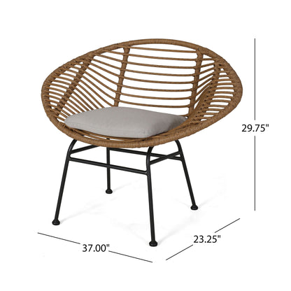Cordella Outdoor Woven Wicker Chairs with Cushions, Set of 2