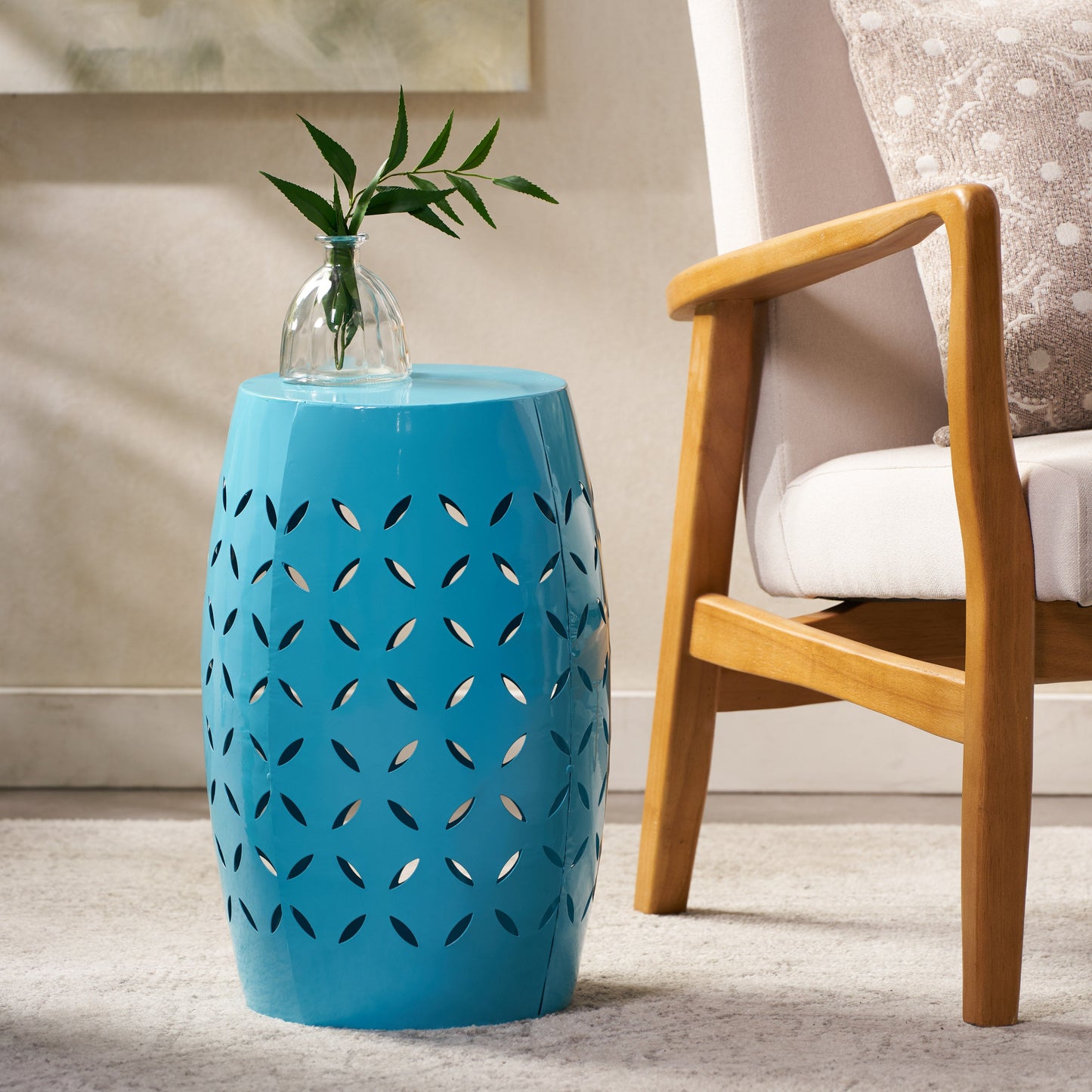 Lilac 12" Accent Side Table with Cylindrical Design