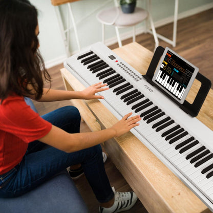 Folding Piano Keyboard 88 Keys Foldable Full Size Semi Weighted Piano Digital ElectronicÊPiano with LCD Screen Carry Bag Mic Sheet Music Stand Sticker