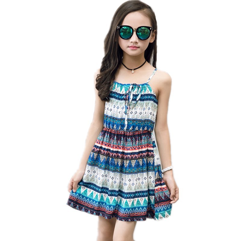 New tie dye layered cute Summer cotton silk dress floral dress for girls