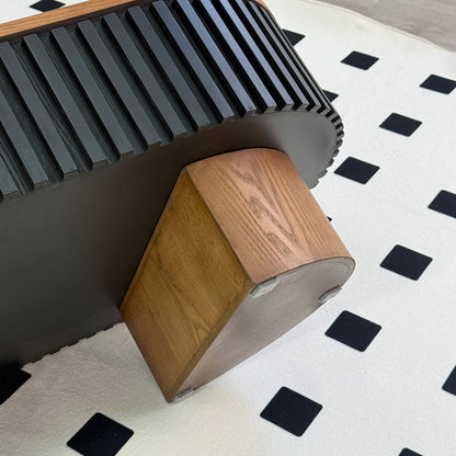 Elliptical Living Room Coffee Table With Hidden Storage And Removable Tabletop