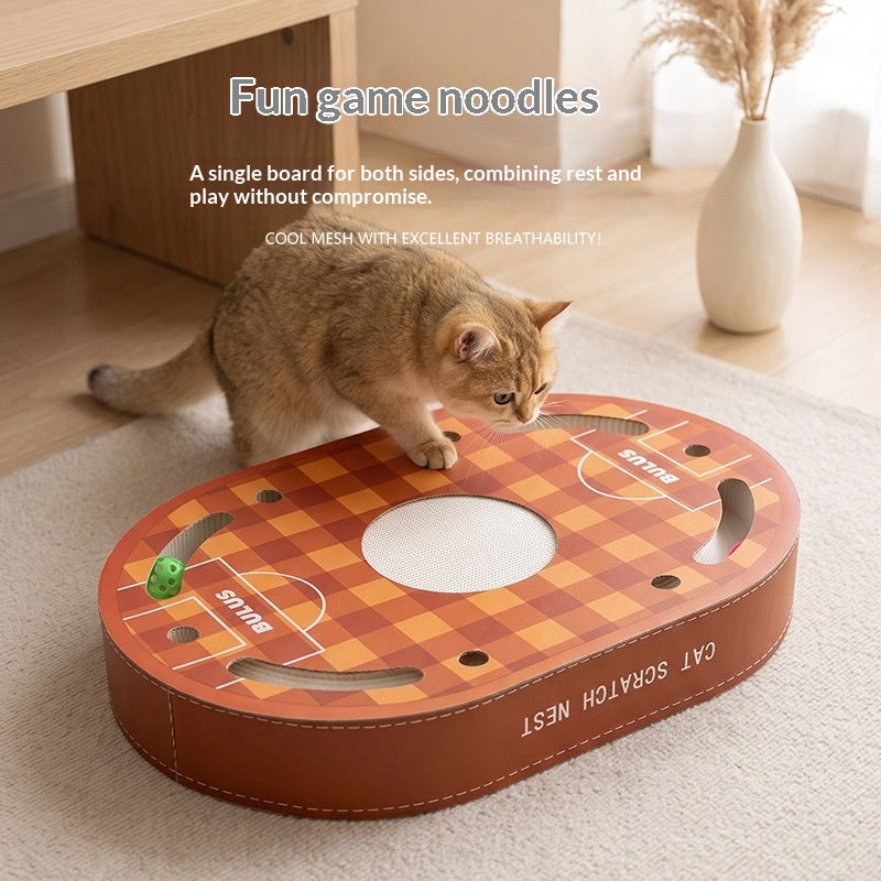 Cat Scratcher And Cat Bed Combo, White Cardboard, Highly Durable With Minimal Shedding, Large Size, Equipped With A Bell Tipped Ball Your Cats Perfect Self Entertainment Toy, Pet Supply