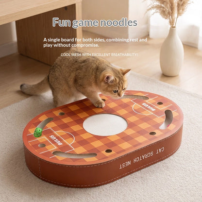 Cat Scratcher And Cat Bed Combo, White Cardboard, Highly Durable With Minimal Shedding, Large Size, Equipped With A Bell Tipped Ball Your Cats Perfect Self Entertainment Toy, Pet Supply