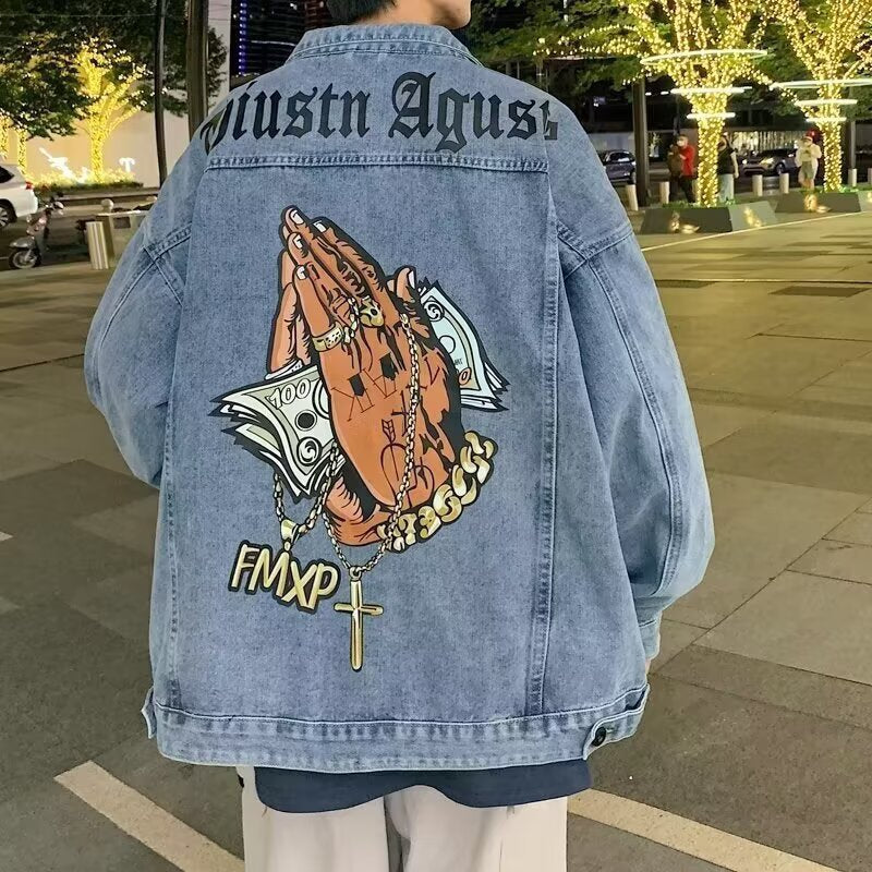 European And American High-street Washed Denim Jacket For Men Autumn Season
