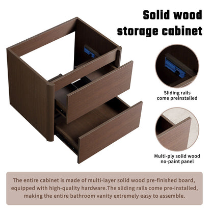 Wall Mounted Bathroom Vanity With Soft Close Drawer - Black Brown