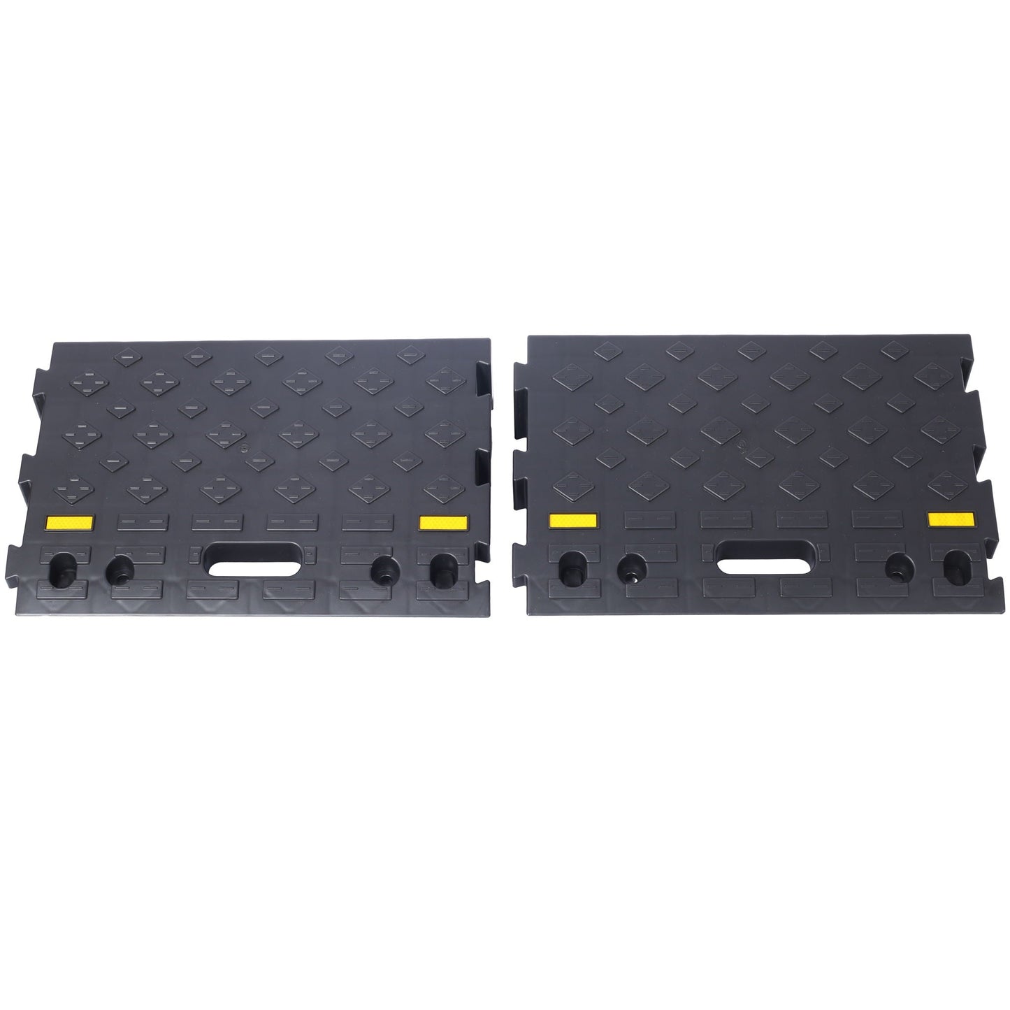 Heavy Duty Plastic 4" High Portable Automotive Curb Ramp For Cars & Wheelchairs Interlocking Design - Black