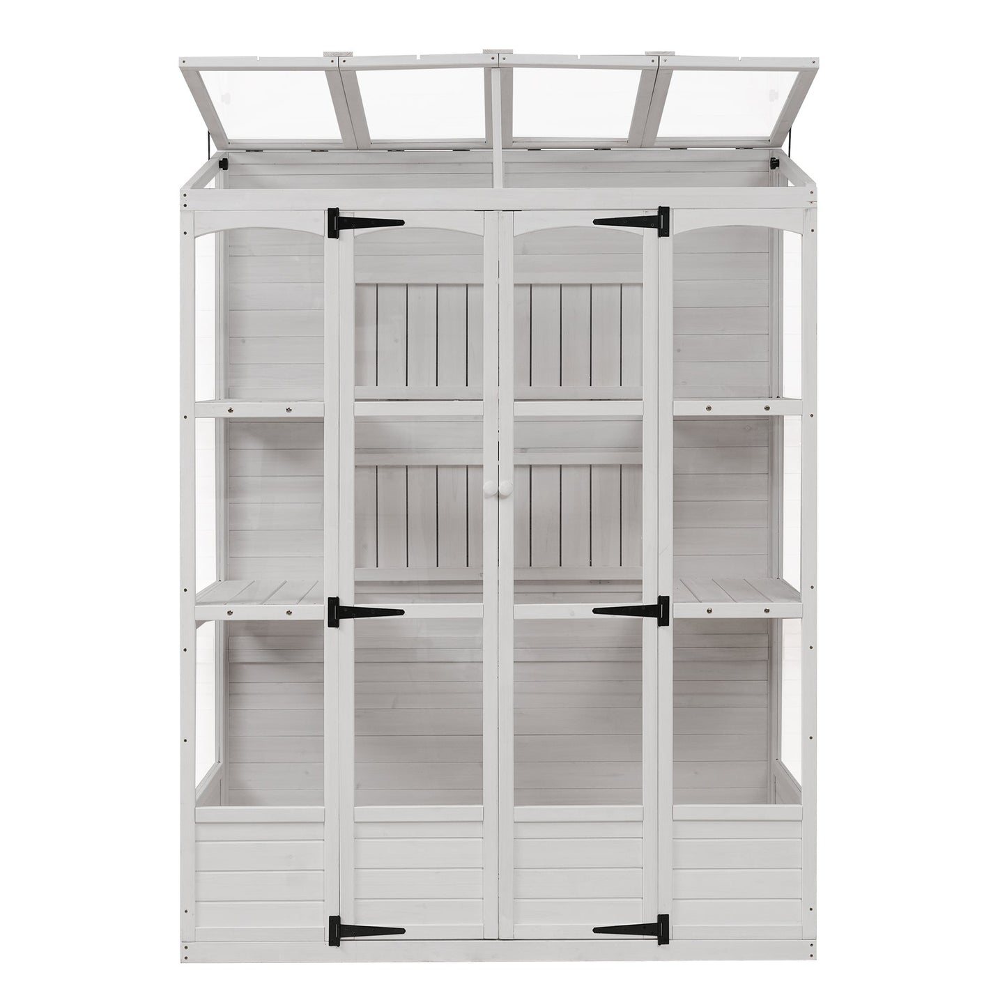 TOPMAX 78-Inch Wooden Greenhouse with Skylights and Folding Shelves