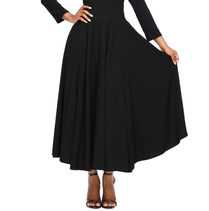 High Waist Pleated Belted Maxi Skirt S-XXL