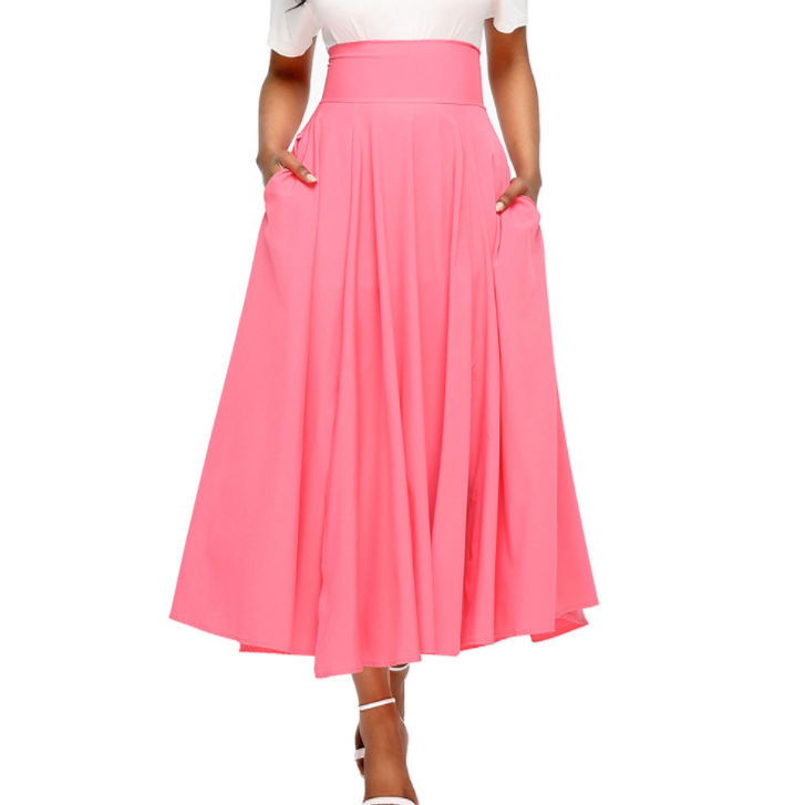 High Waist Pleated Belted Maxi Skirt S-XXL