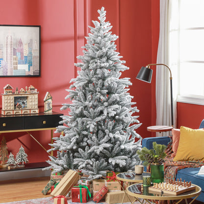 HOMCOM 7ft Snow Flocked Artificial Christmas Tree