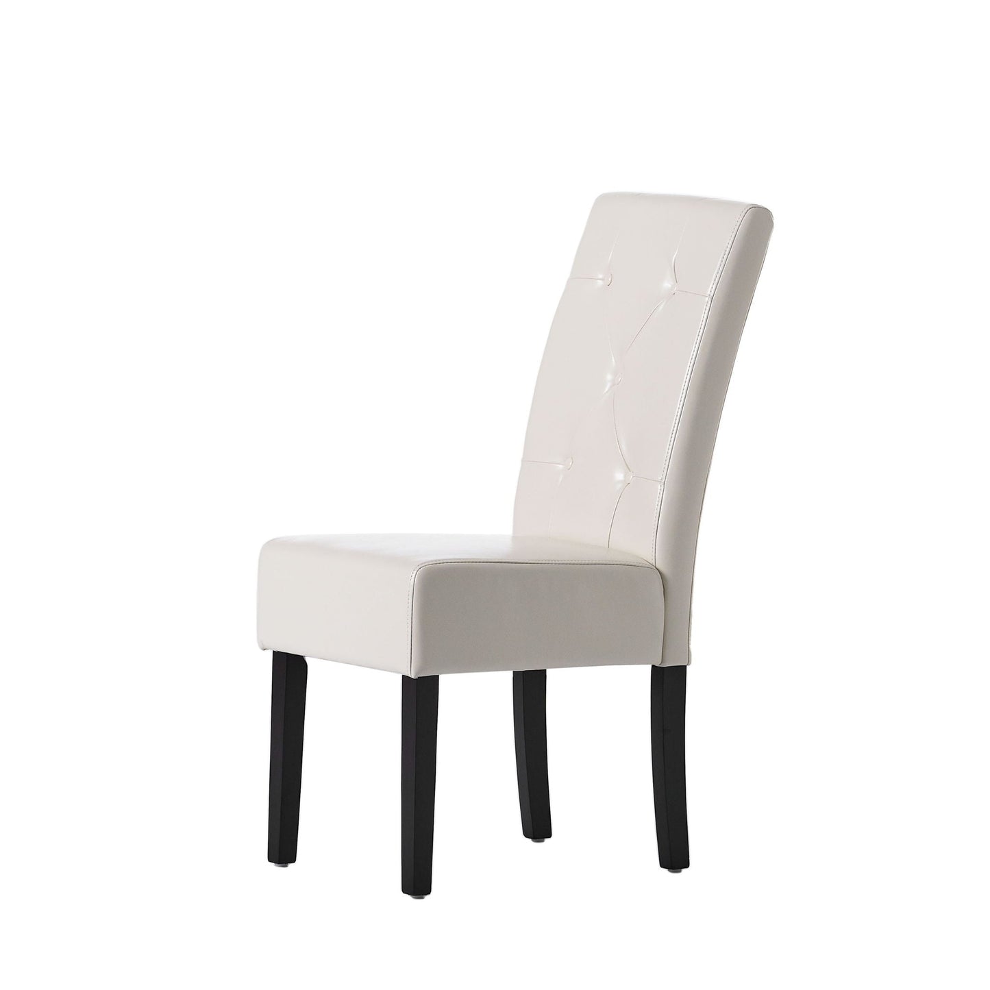 Carter 5 Tuft Dining Chair With Button Tufted Backrest And Espresso Legs - Ivory