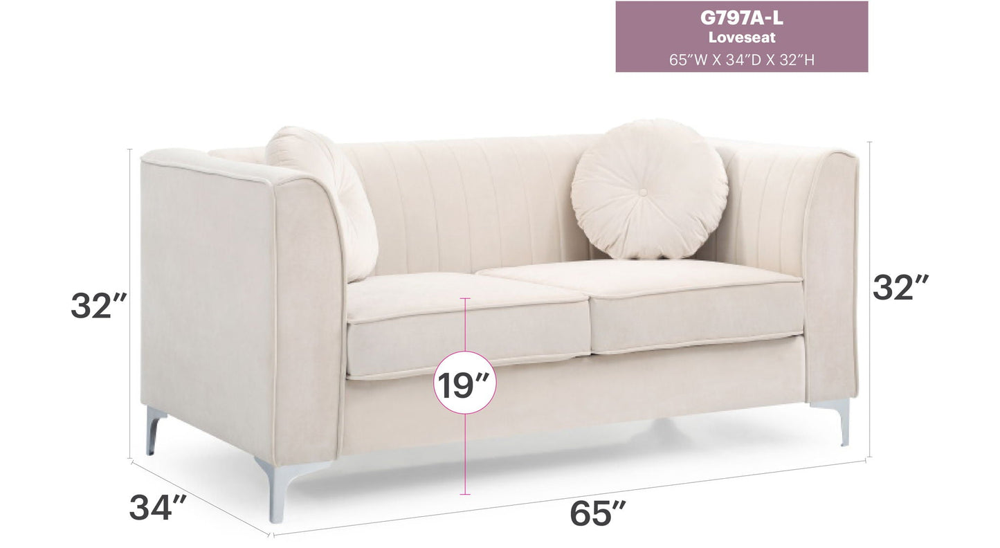 Glam Styled Micro Suede Loveseat