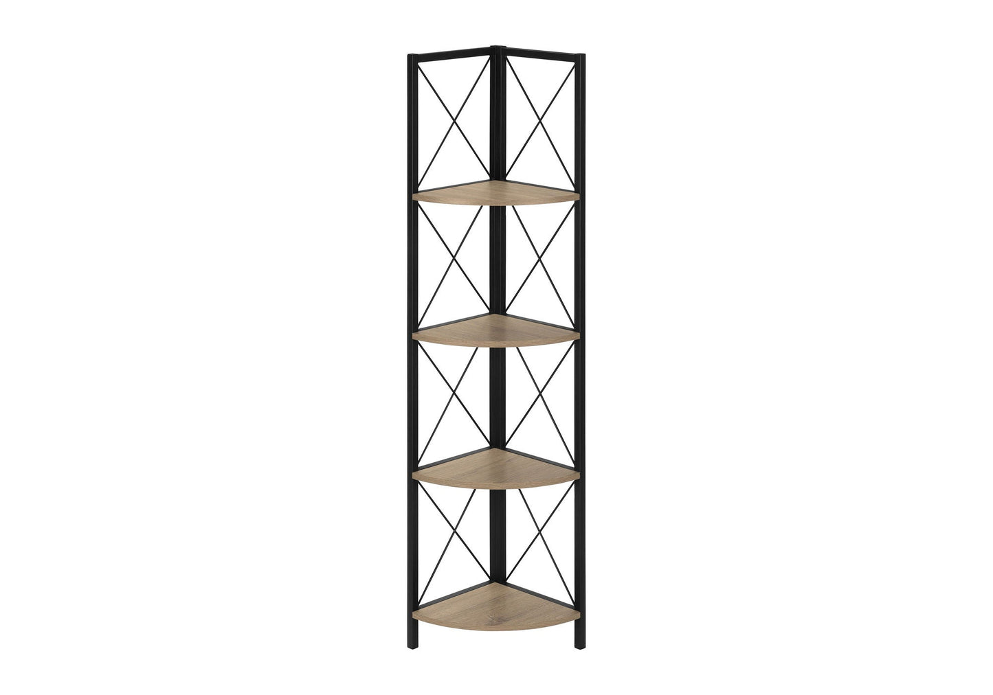 4-Tier Corner Bookshelf with Marble Look and Metal Frame