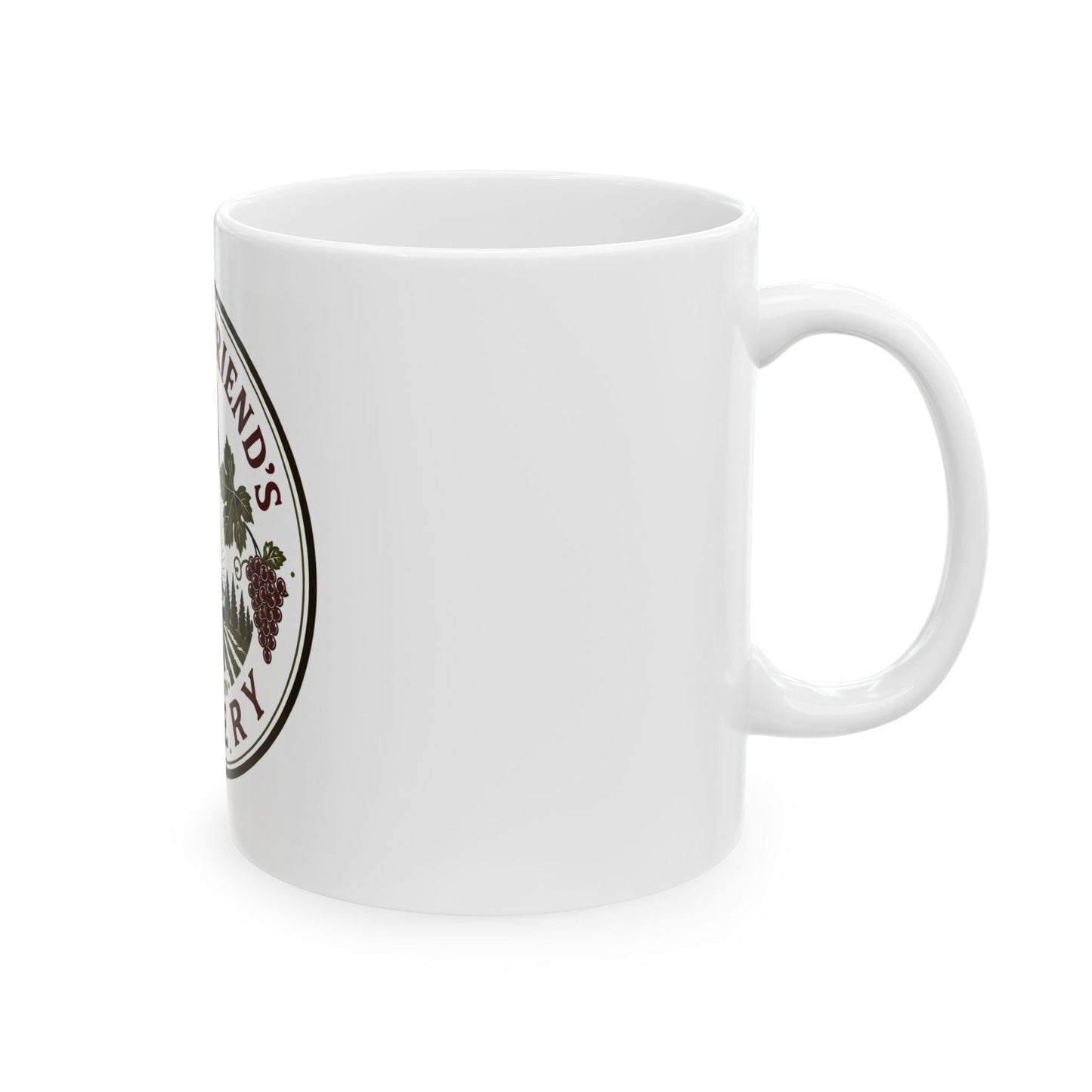 My Best Friend's Winery Ceramic Mug — Wine Glass & Grape Vineyard (11oz, 15oz)