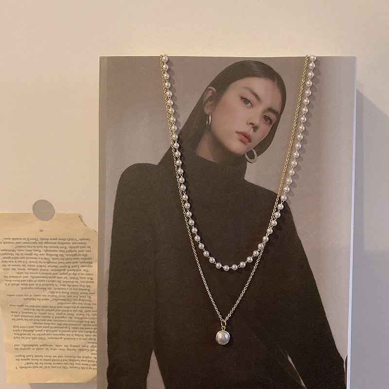 Simple Short Double Layer Pearl Necklace
